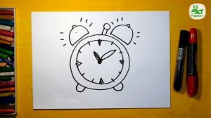 Как нарисовать Часы Будильник, Урок рисования для детей от 3 лет