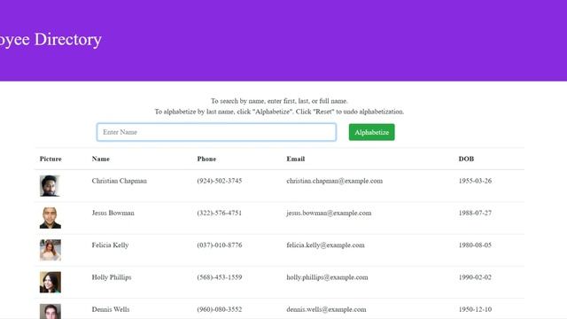 React Employee Directory Demo смотреть онлайн