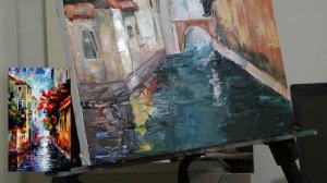 Короткий урок "Как написать воду канала Венеции мастихином"