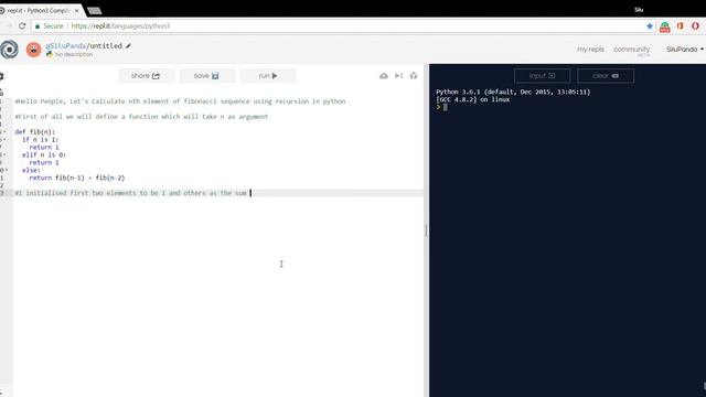 Fibonacci Sequence Using Recursion In Python смотреть онлайн