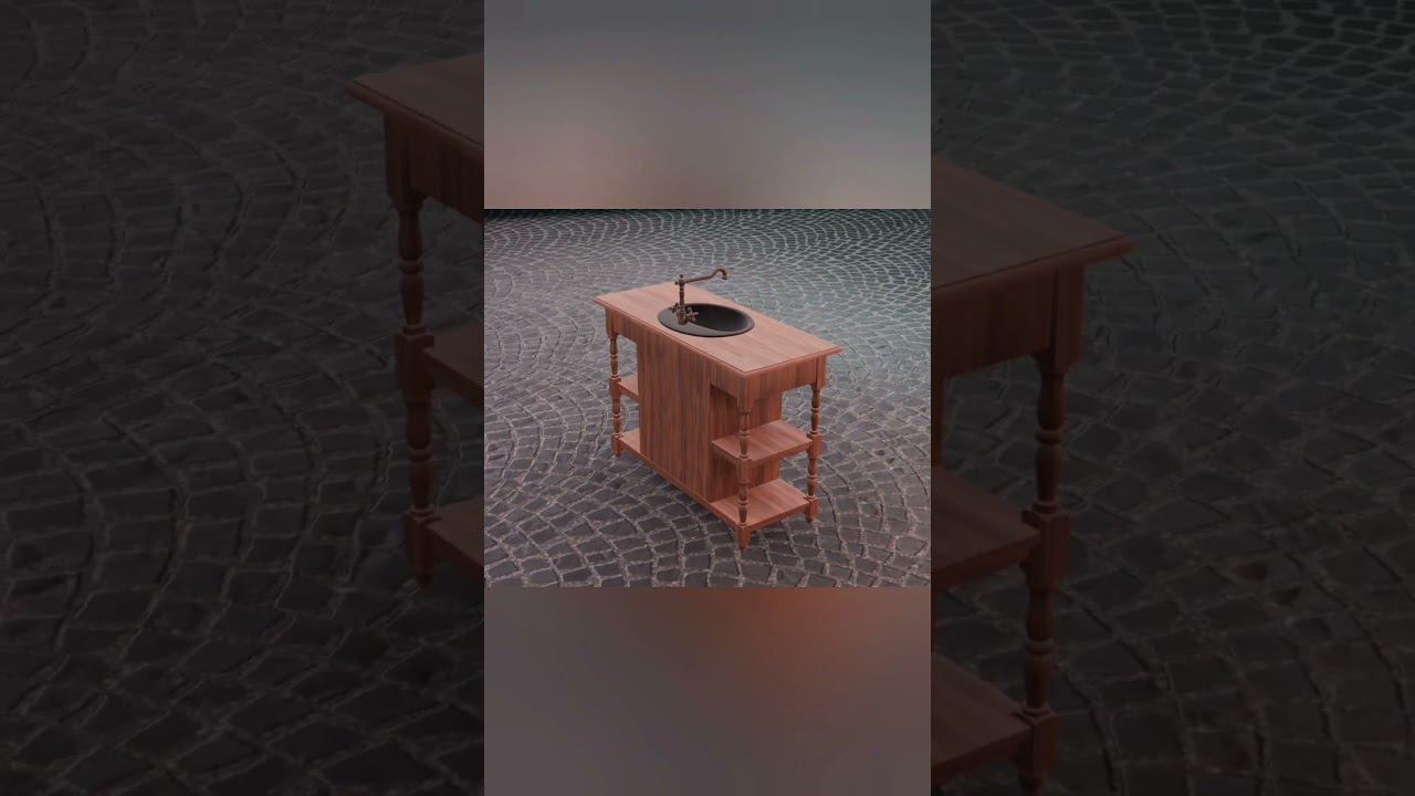 3D модель деревянная тумба с раковиной #blender3d смотреть онлайн