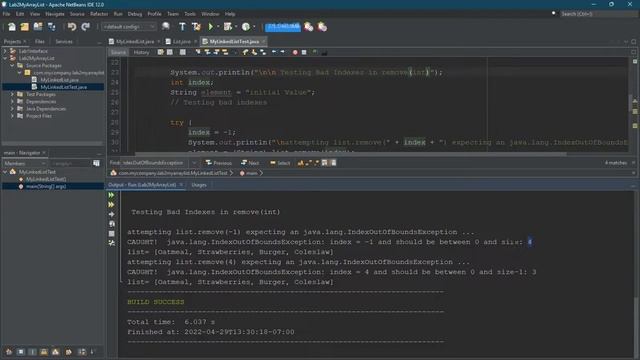 CS162 LinkedList Testing All Invalid Inedex Values Of Removeindex And Exceptions смотреть онлайн