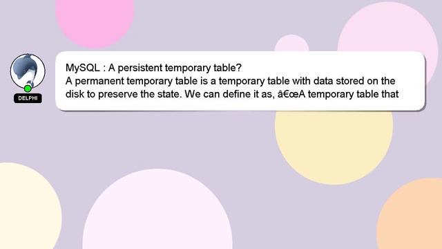 MySQL : A persistent temporary table? смотреть онлайн