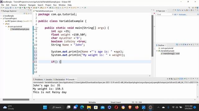 Java Programming tutorial Variables examples смотреть онлайн