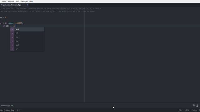 Project Euler Problem 1 (Python) смотреть онлайн