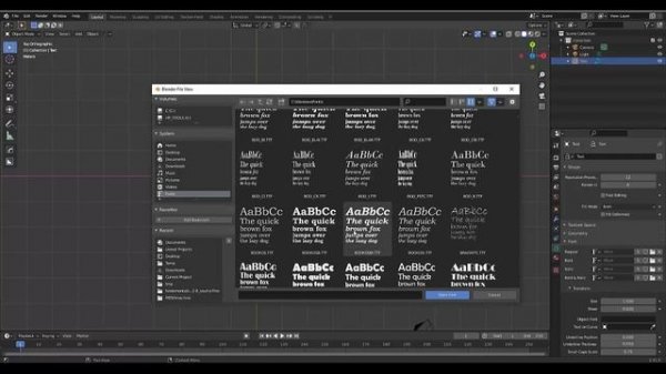 how to use custom fonts and change font color in blender 2.9