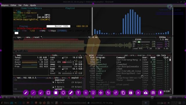 ? Lite Linux 5.8 XFCE - Mostrando consumo de processador antigo, memória com MOC Player+Cava+BTop смотреть онлайн