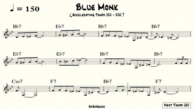 Blue Monk / Melody With Metronome (Accelerating Tempo 120-200) смотреть онлайн