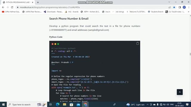 5b. Extract phone number and email id from the file, Python Lab-21CSL46, Dept. of ISE, RIT-Hassan смотреть онлайн