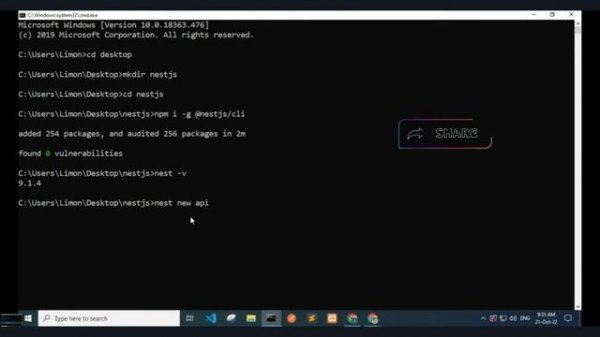 Nest JS Install and Setup in VSCode Editor