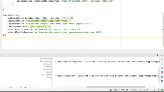 حل مشكل الغرادل Gradle للرسالة implementation 'com android supportappcompat v729 +' смотреть онлайн