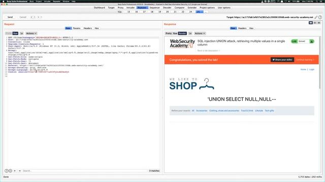 SQL injection UNION attack, retrieving multiple values in a single column смотреть онлайн