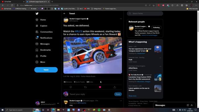 APEX WHEELS ARE NOW BACK IN ROCKET LEAGUE FAN REWARD DROPS! смотреть онлайн