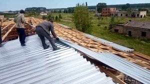 800.Roof / Кровля из доски 40х100. Пролет 21х40 Деревянные фермы на гвоздевых пластинах