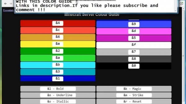 Minecraft color guide