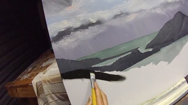 Kiwi Andy explains the Otago painting as he works down the canvas смотреть онлайн