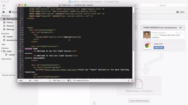Dealing with Merge Conflicts [Learn Git Video Course] смотреть онлайн