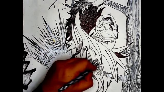 Как нарисовать ворона.Поэтапный рисунок ворона.How to draw a raven.Step-by-step drawing of a raven. смотреть онлайн