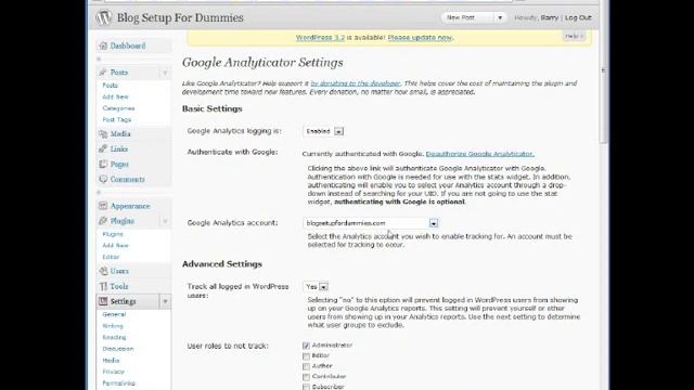 Blog Setup - Google Analyticator Wordpress Plugin смотреть онлайн