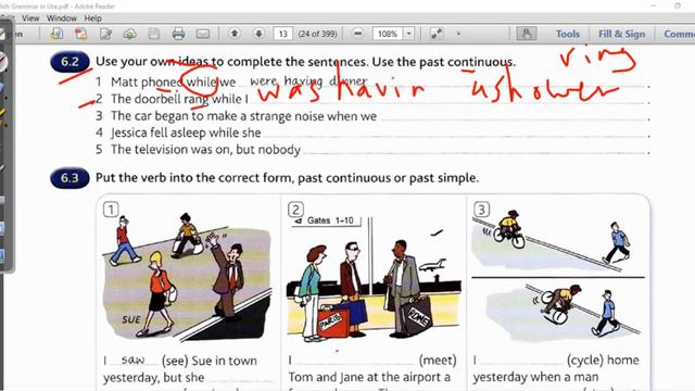 حل تمارين زمن الماضي المستمر The Past Continuous من كتاب English Grammar In Use смотреть онлайн