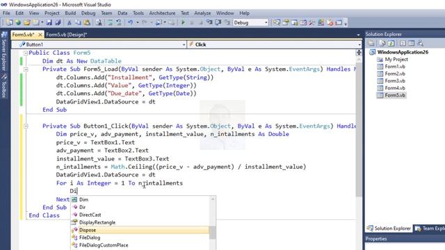 Visual Basic.net project: System calculate installments and due dates in VB.net - with source code смотреть онлайн