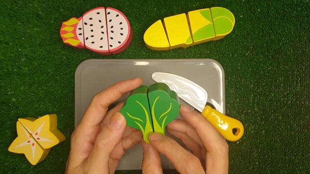 SATISFYING ASMR / Wooden Fruit And Vegetable With Dragon Fruit Kiwi Star Corn And Lettuce Cutting смотреть онлайн