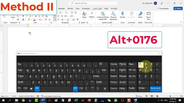 How To Put Degree Symbol (°) Directly From Keyboard In MS Word