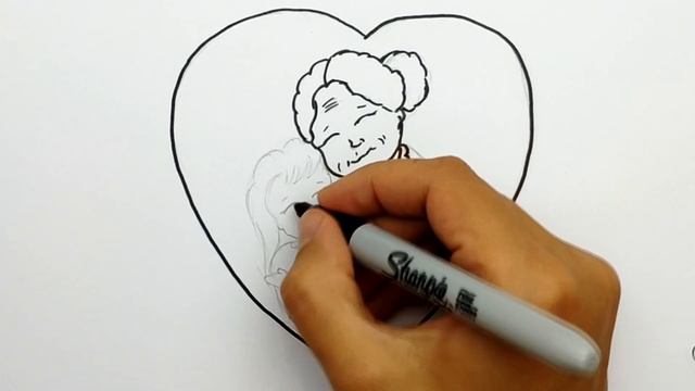 Рисунок для Бабушки. Как нарисовать Бабушку с Внучкой. Что нарисовать Бабушке. Рисуем для Бабушек смотреть онлайн