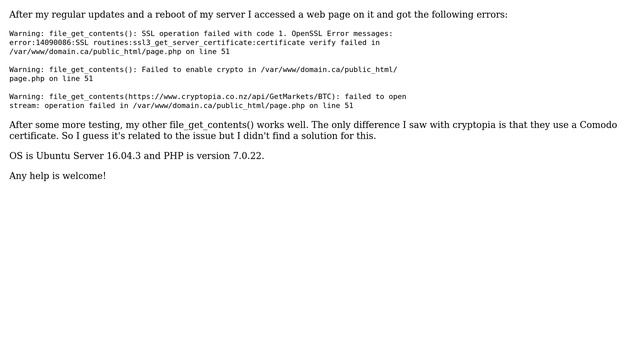 After OS update PHP function file_get_contents() cause SSL error смотреть онлайн