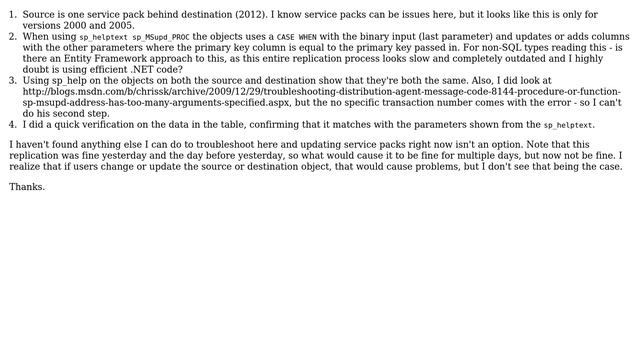 Databases: Replication: Procedure or function sp_MSupd_PROC has too many arguments specified смотреть онлайн