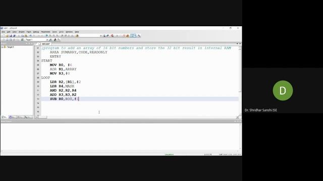 18CSL48 MC&ES Lab 4 To add an array of 16 bit numbers and store the 32 bit result in internal RAM смотреть онлайн
