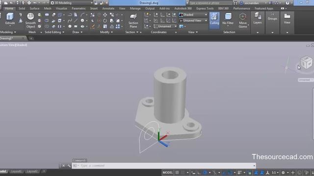 Autocad 3D practice drawing : SourceCAD смотреть онлайн