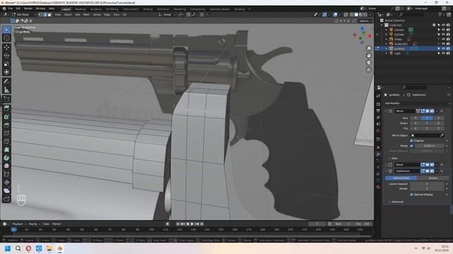 Blender Gun Modeling REVOLVER Game Asset Free Tutorial / Blender 3.6 смотреть онлайн
