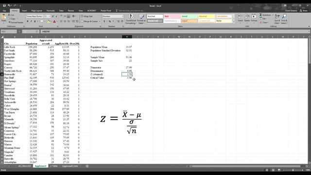 Excel: One Sample Z-Test смотреть онлайн