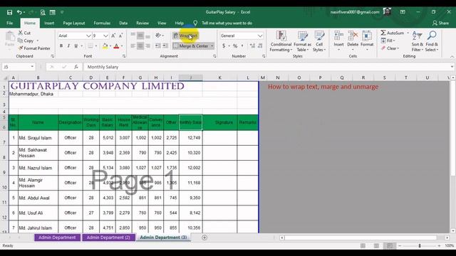 Bangla Excel for beginners (Tutorial-07). How to wrap text, marge and unmarge cells. смотреть онлайн