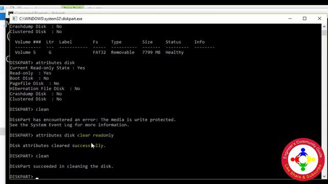 Remove Write protection on USB Drive 2019 Diskpart has encountered an Error смотреть онлайн