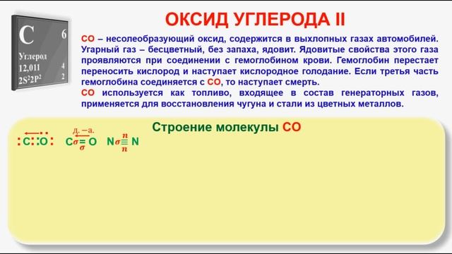 № 236. Неорганическая химия. Тема 29. Углерод и его соединения. Часть 5. Оксид углерода II смотреть онлайн