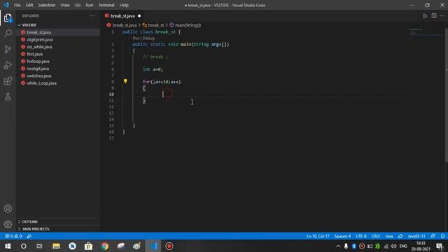 break in java example in hindi | java tutorial for beginners in visual studio code смотреть онлайн