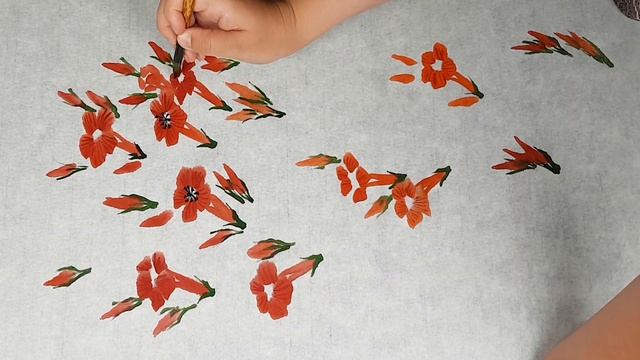 Как рисовать урок Кампсис How to draw Campsis painting tutorial 능소화 그림 그리기 смотреть онлайн