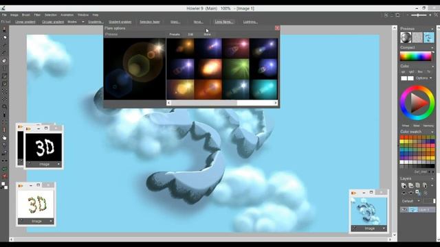 3D with PD Howler 9 5's 3D Designer, snow and lens flares смотреть онлайн
