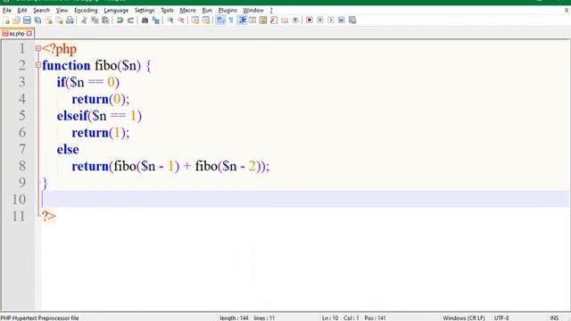 PHP Calculate Fibonacci Series Using Recursive Function Video Tutorials смотреть онлайн
