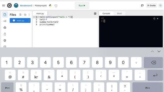 Programmering i matematik, addera två heltal som matats in i Python смотреть онлайн