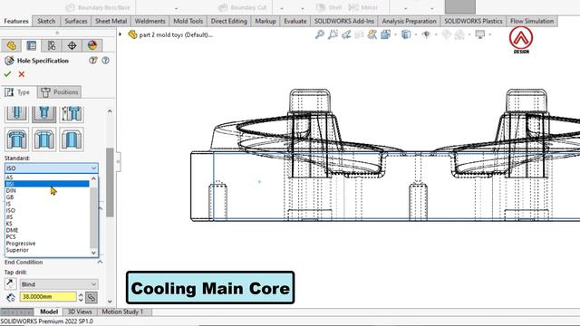 Mold Design in SOLIDWORKS - Runner Gate, Eject and Cooling System 2/4 смотреть онлайн