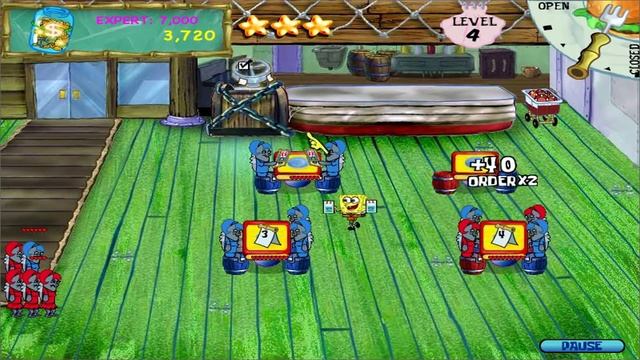 SpongeBob SquarePants Diner Dash - Level #4 - Four-Top Tables смотреть онлайн