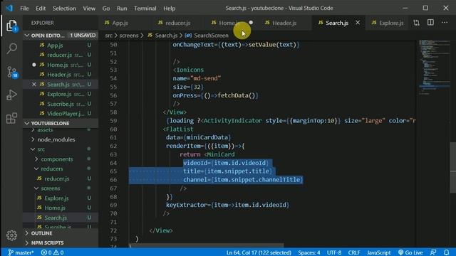 #11 Sharing data with Home screen using redux | YouTube clone | React Native tutorial смотреть онлайн
