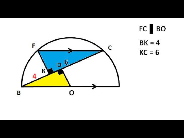Два прямоуголных треугольника в полуокружности смотреть онлайн