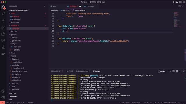 Create a CRUD app with Go Fiber, Docker, and Postgres | Go Tutorial смотреть онлайн