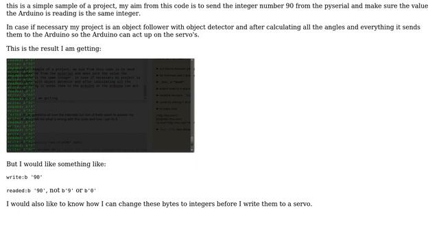 How to send an integer through pyserial with Python to an Arduino and get back the same result? смотреть онлайн