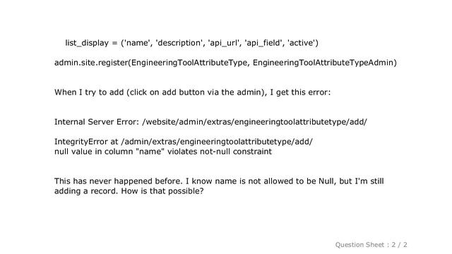 Django : Null value in column "name" violates not-null constraint when adding new item in django ad смотреть онлайн