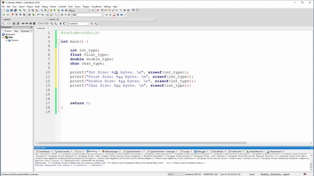 C Program - Find the Size of int, float, double and char смотреть онлайн